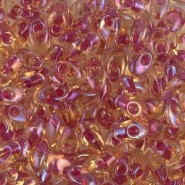 Miyuki long Magatama beads 4x7mm - Dk. pink lined amber LMA-363